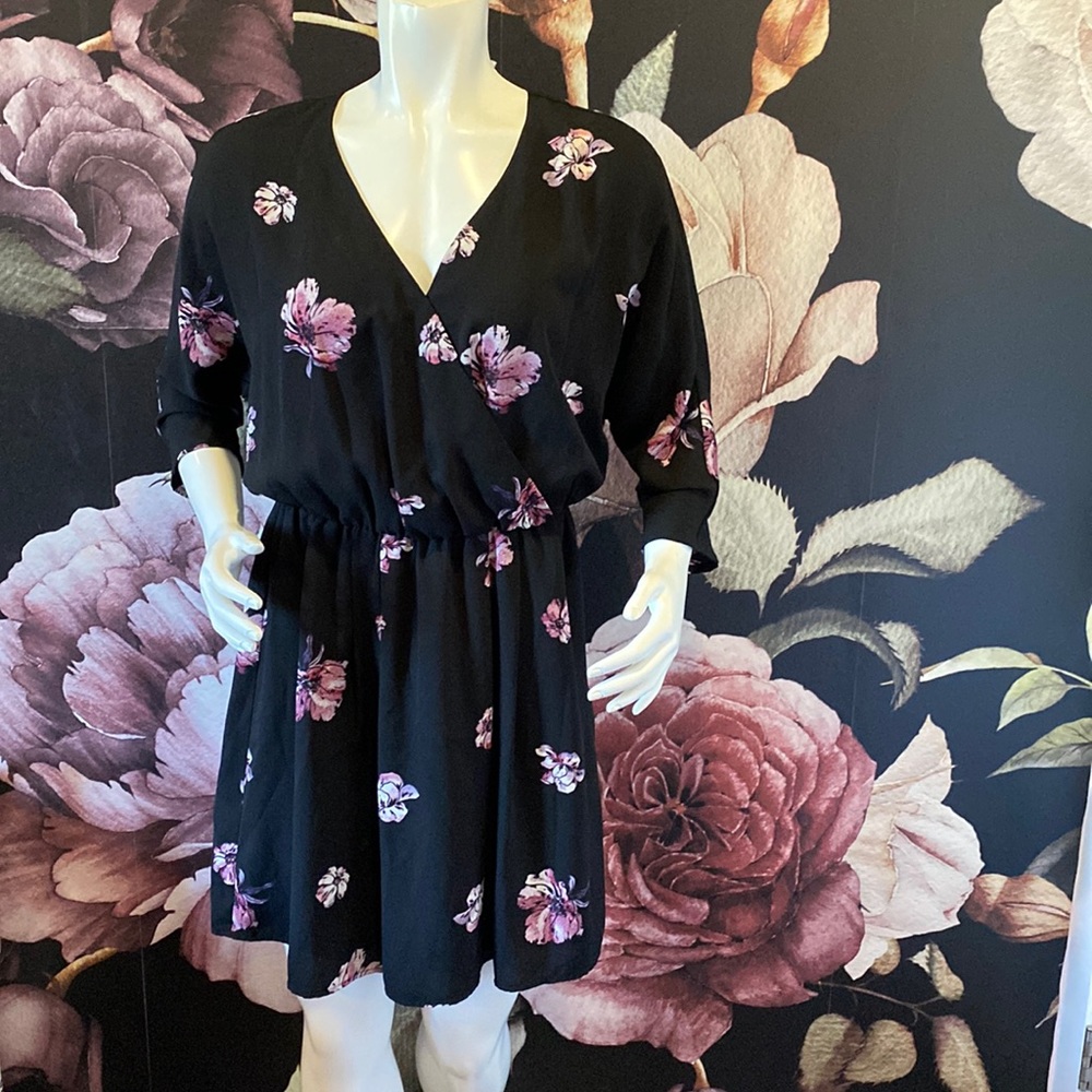 Floral Black & Purple Dynamite Dress